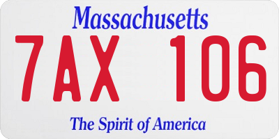 MA license plate 7AX106