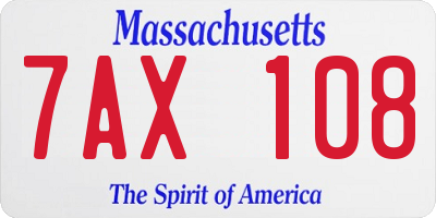 MA license plate 7AX108
