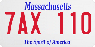 MA license plate 7AX110