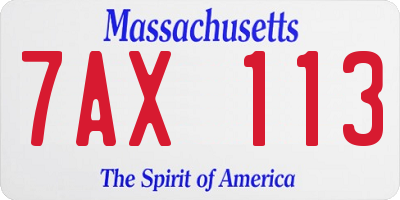 MA license plate 7AX113