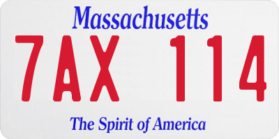 MA license plate 7AX114