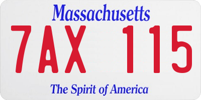 MA license plate 7AX115