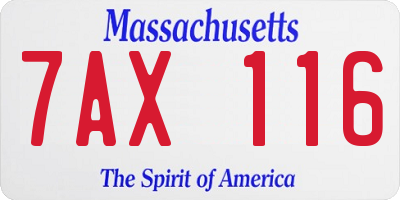 MA license plate 7AX116