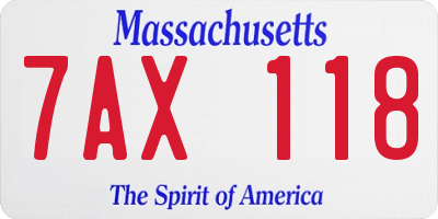 MA license plate 7AX118