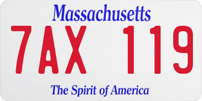 MA license plate 7AX119
