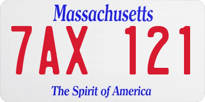 MA license plate 7AX121