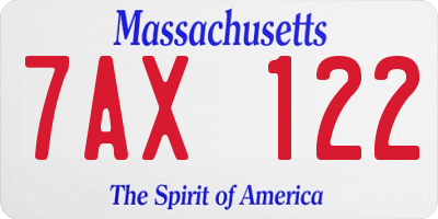 MA license plate 7AX122