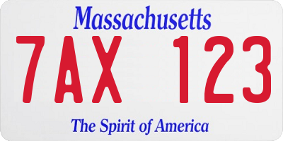 MA license plate 7AX123