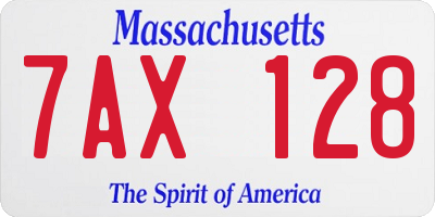 MA license plate 7AX128