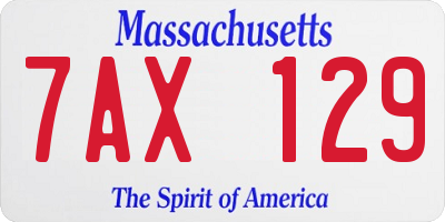 MA license plate 7AX129