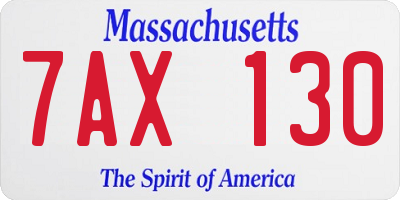 MA license plate 7AX130