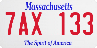 MA license plate 7AX133