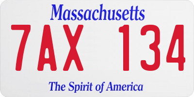 MA license plate 7AX134