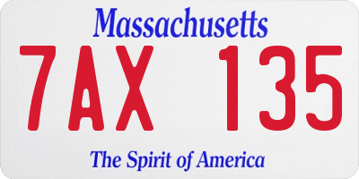 MA license plate 7AX135