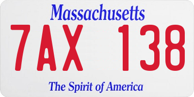 MA license plate 7AX138