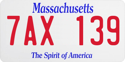 MA license plate 7AX139