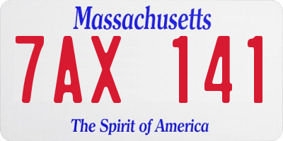 MA license plate 7AX141