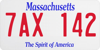 MA license plate 7AX142