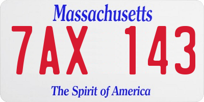 MA license plate 7AX143