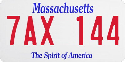 MA license plate 7AX144