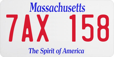 MA license plate 7AX158