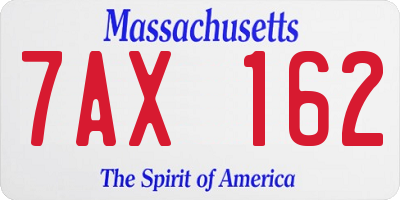 MA license plate 7AX162
