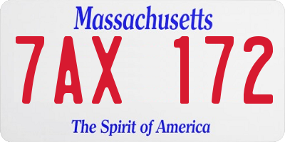 MA license plate 7AX172