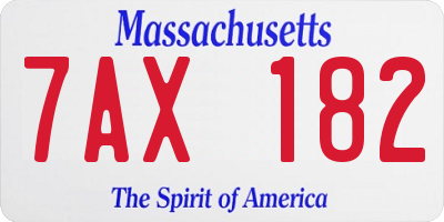MA license plate 7AX182
