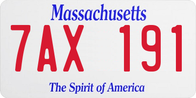 MA license plate 7AX191