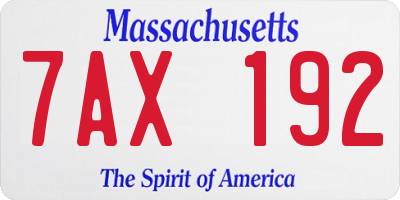 MA license plate 7AX192