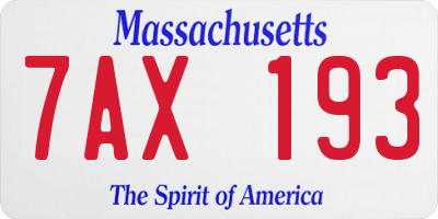 MA license plate 7AX193