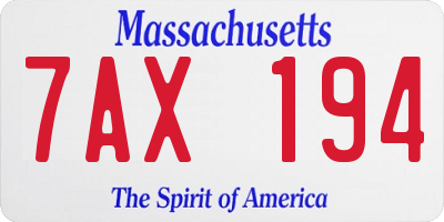 MA license plate 7AX194