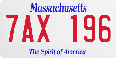 MA license plate 7AX196