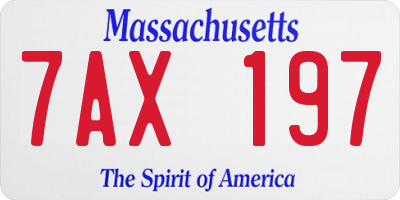 MA license plate 7AX197