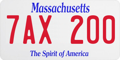 MA license plate 7AX200
