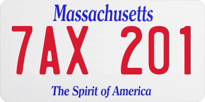 MA license plate 7AX201