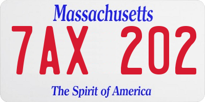 MA license plate 7AX202
