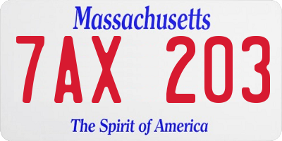 MA license plate 7AX203