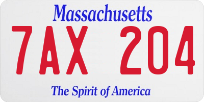MA license plate 7AX204