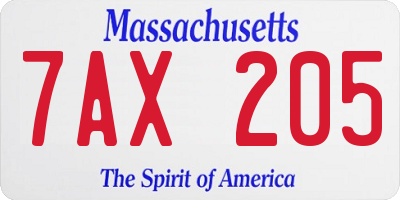 MA license plate 7AX205
