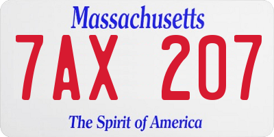 MA license plate 7AX207