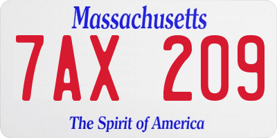 MA license plate 7AX209