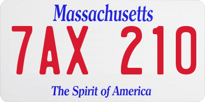 MA license plate 7AX210