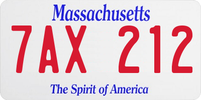 MA license plate 7AX212