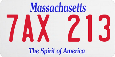 MA license plate 7AX213