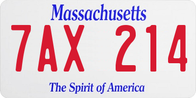 MA license plate 7AX214