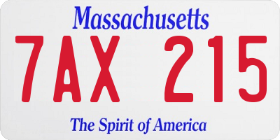 MA license plate 7AX215