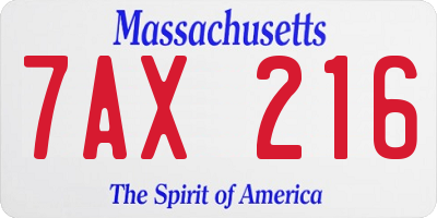 MA license plate 7AX216