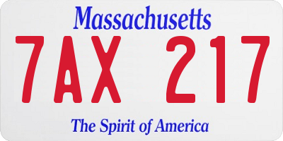 MA license plate 7AX217