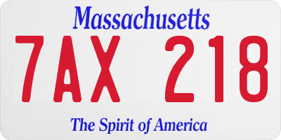 MA license plate 7AX218